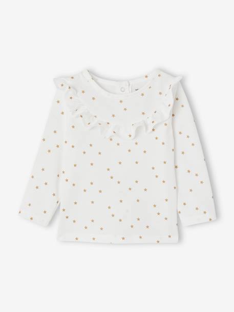 Conjunto de cerimónia, camisola com estrelas + saia brilhante, para bebé menina dourado 