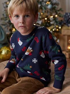 Menino 2-14 anos-Camisolas, casacos de malha, sweats-Camisolas malha-Camisola jacquard de Natal, motivos lúdicos, para menino