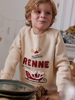 Menina 2-14 anos-Camisolas, casacos de malha, sweats-Sweatshirts -Sweat "meilleur renne de Noël" para criança, coleção cápsula família