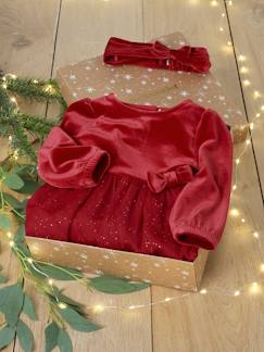 Bebé 0-36 meses-Vestidos, saias-Conjunto de natal, vestido em tule com purpurinas e fita de cabelo, para bebé