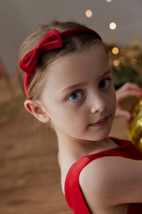 Vestido de Natal em veludo e tule brilhante, para menina vermelho 