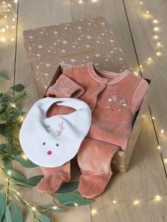 Bebé 0-36 meses-Pijamas, babygrows-Conjunto de Natal, pijama com rena + babete, para bebé