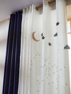 Têxtil-lar e Decoração-Decoração-Cortinado translúcido, ilhós e grinalda com nuvens e estrelas