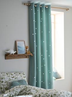 Têxtil-lar e Decoração-Cortinado com ilhós, opaco e com motivos perfurados