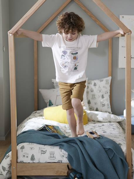 Cama-cabana baixa, para criança, Sexta-feira CASTANHO CLARO LISO 