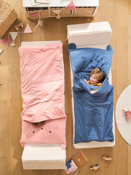 Saco-cama Gato, com algodão reciclado rosa 