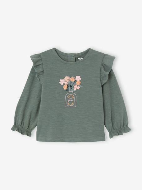 Camisola com folhos, para bebé verde 