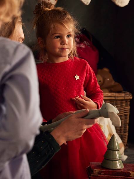 Vestido bimatéria, especial natal, para menina AZUL ESCURO LISO+rosado+VERMELHO ESCURO LISO 