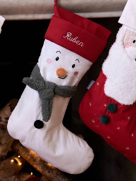 Meia de Natal, boneco de neve personalizável branco 