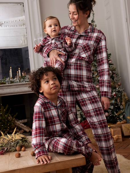 Pijama de Natal aos quadrados, para criança da Coleção Cápsula Família quadrados vermelho 