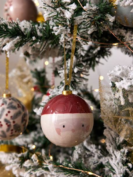 Lote de 6 bolas de Natal tradicionais vermelho estampado 