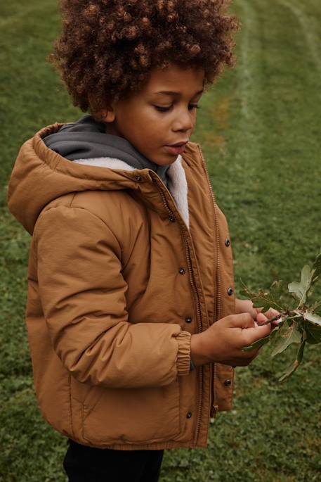 Parka Ripstop, forro em imitação pelo, para menino bronze 