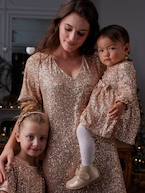 Vestido de cerimónia com lantejoulas, para bebé dourado 