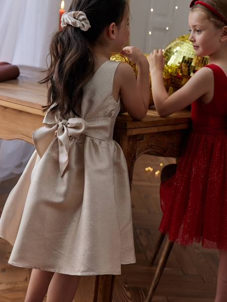 Vestido brilhante de cerimónia, para menina dourado 