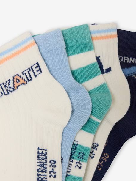 Lote de 5 pares de meias 'US skate' para menino azul-céu 