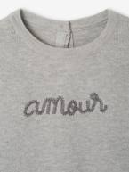 Camisola muito macia para bebé, 'Amour' cinza mesclado 