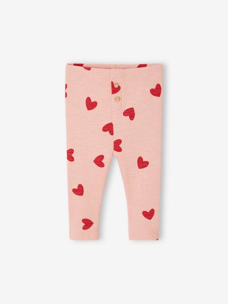 Leggings em malha canelada, para bebé rosa+verde-salva 