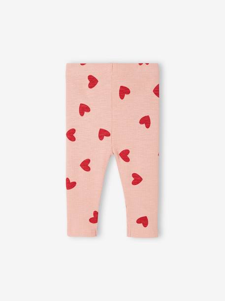 Leggings em malha canelada, para bebé rosa+verde-salva 