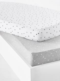 Roupa de cama-Têxtil-lar e Decoração-Roupa de cama bebé-Lençóis-capa-Lote de 2 lençóis-capa para bebé, em jersey extensível, estampado às estrelas