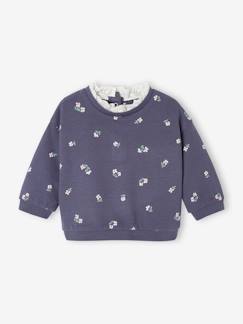 Bebé 0-36 meses-Camisolas, casacos de malha, sweats-Sweatshirts -Sweat com gola em bordado inglês, para bebé