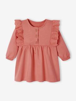 Bebé 0-36 meses-Vestidos, saias-Vestido em moletão, folho em bordado inglês, para bebé