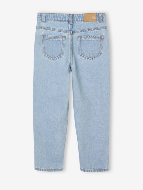 Jeans Mom com flores bordadas para menina azul claro 