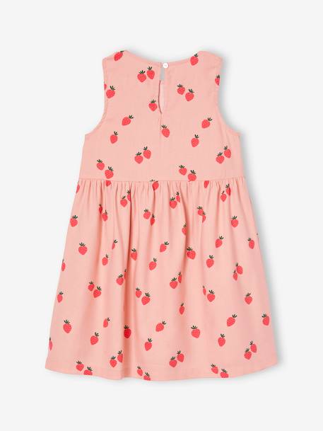 Vestido sem mangas, estampado, com laços, para menina rosado+verde-salva 