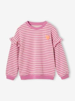 Menina 2-14 anos-Camisolas, casacos de malha, sweats-Sweatshirts -Sweat estilo marinheiro, mangas com folhos, para menina