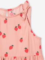 Vestido sem mangas, estampado, com laços, para menina rosado+verde-salva 