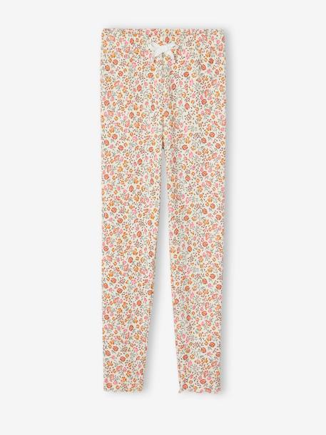 Leggings estampadas, em malha canelada, para menina azul-cambraia+azul-índigo+marinho+rosado+rosa-velho 