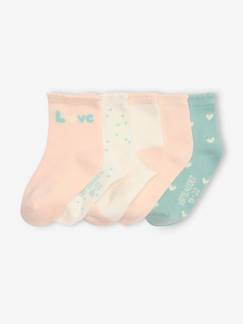 Bebé 0-36 meses-Meias, collants-Lote de 5 pares de meias "love", para bebé