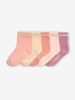 Bebé 0-36 meses-Meias, collants-Lote de 5 pares de meias com detalhes cintilantes, para bebé menina, BASICS