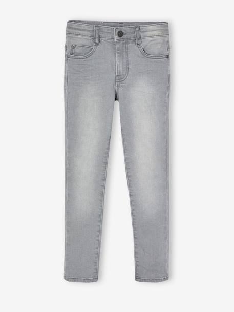 Jeans slim morfológicos 'waterless', medida das ancas ESTREITA, para menino AZUL ESCURO DESBOTADO+AZUL ESCURO LISO+CINZENTO ESCURO LISO COM MOTIV+double stone+ganga cinzenta 