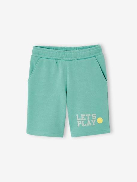 Bermudas de desporto em moletão, para menino verde-menta 