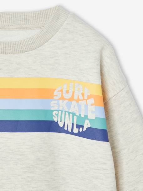 Sweat gráfica, de gola redonda, para menino branco mesclado 