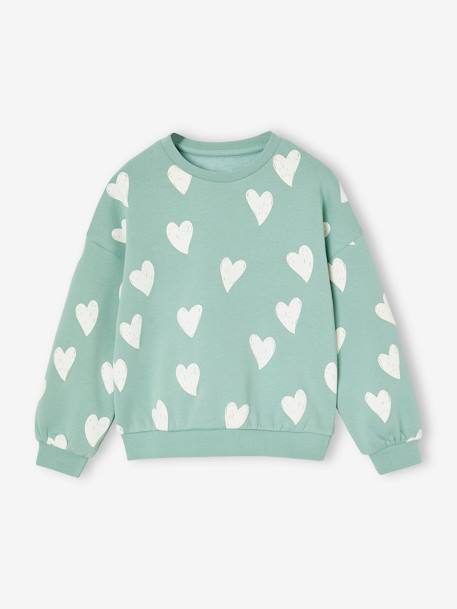 Sweat fantasia com corações ou bolas, para menina baunilha+rosa+verde-acinzentado+vermelho 