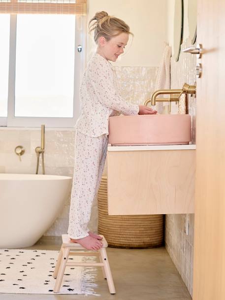 Pijama em gaze de algodão, para menina cru 