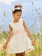 Vestido estampado às flores, especial cerimónia, para menina azul+branco estampado+estampado rosa 