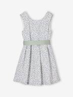 Vestido estampado às flores, especial cerimónia, para menina azul+branco estampado+estampado rosa 