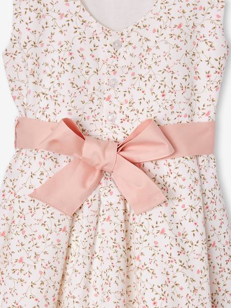 Vestido estampado às flores, especial cerimónia, para menina azul+branco estampado+estampado rosa 