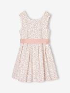 Vestido estampado às flores, especial cerimónia, para menina azul+branco estampado+estampado rosa 