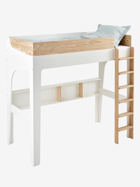 Cama mezanino com prateleiras Montessori para combinado EASYSPACE Branco claro liso 