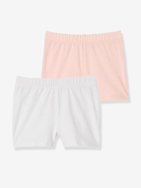 Lote de 2 shorties para menina PRETO ESCURO BICOLOR/MULTICOLO+Rosa claro liso 