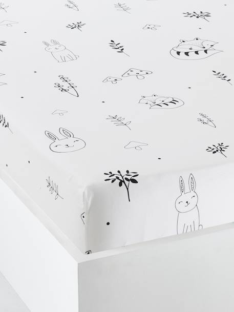 Lençol-capa para bebé, tema Floresta Mágica Branco claro estampado 