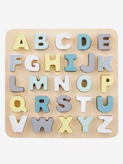 -Puzzle de letras de encaixar, em madeira