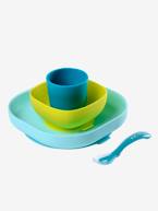 Conjunto de louça Montessori, 4 peças em silicone, BEABA AMARELO MEDIO LISO+azul+AZUL MEDIO BICOLOR/MULTICOLOR+AZUL MEDIO LISO+ROSA CLARO BICOLOR/MULTICOLOR+VERDE CLARO LISO 