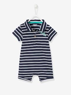 Bebé 0-36 meses-Macacões-Macacão de praia com gola polo para bebé menino