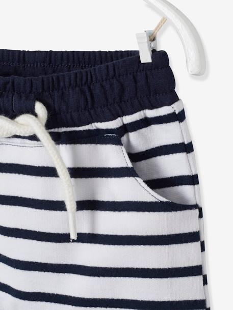 Bermudas em moletão, para bebé menino Azul escuro as riscas+Azul escuro liso+CASTANHO MEDIO LISO+verde-água 