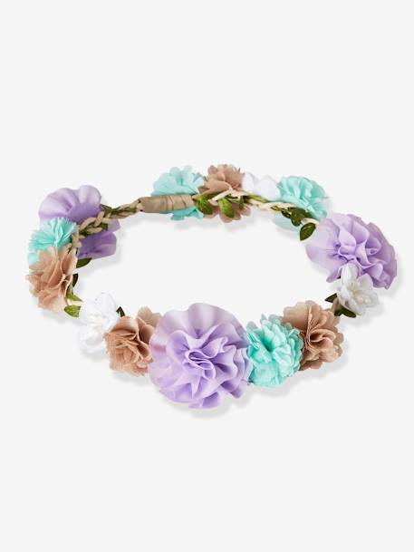 Coroa estilo flores, para menina VERDE CLARO LISO COM MOTIVO 