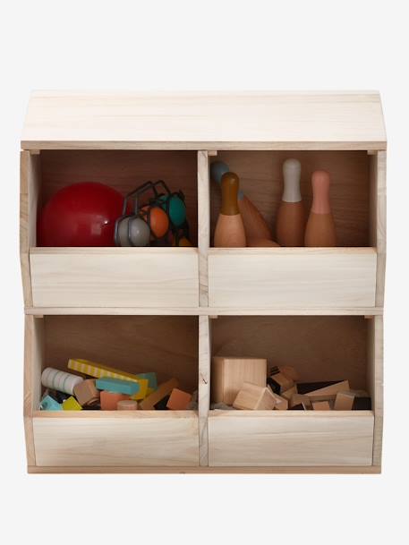 Móvel Montessori, com 4 compartimentos, Toys BEGE CLARO LISO COM MOTIVO 